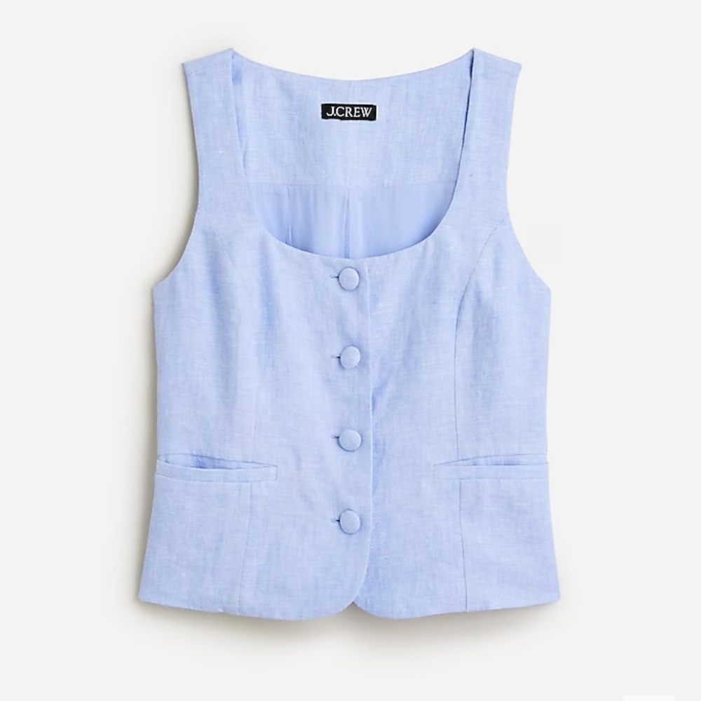 NWT J.Crew Scoopneck linen-blend vest  16